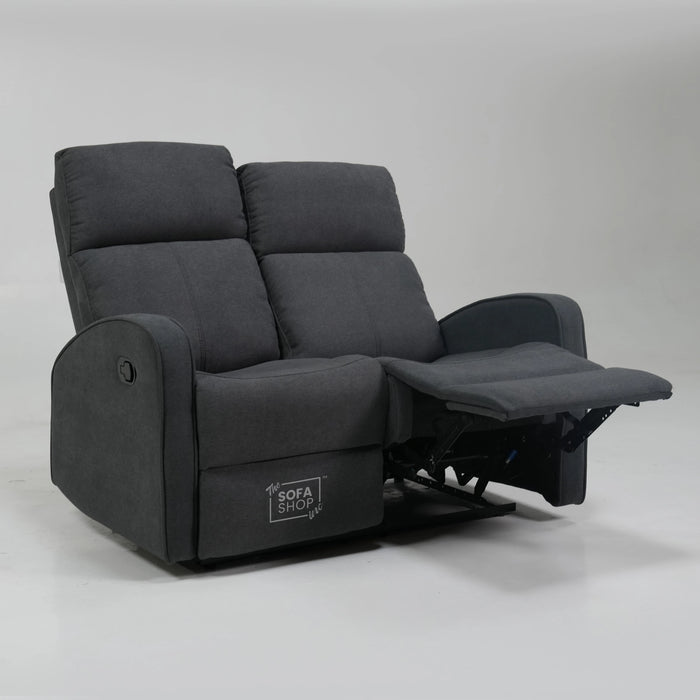 Manual Recline Dark Grey Fabric 2 Seater | Seat Covers Are Different Shades | Parma | Second Hand Sofa 23