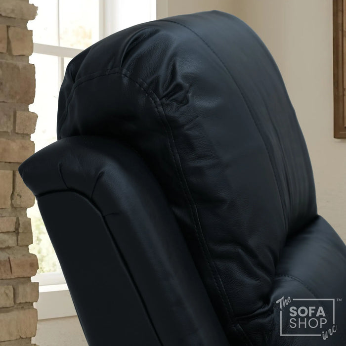 1 Seater Black Real Leather Electric Recliner Armchair | Smooth Power Recliner Mechanism & High-Speed USB-C | Trento | The Sofa Shop