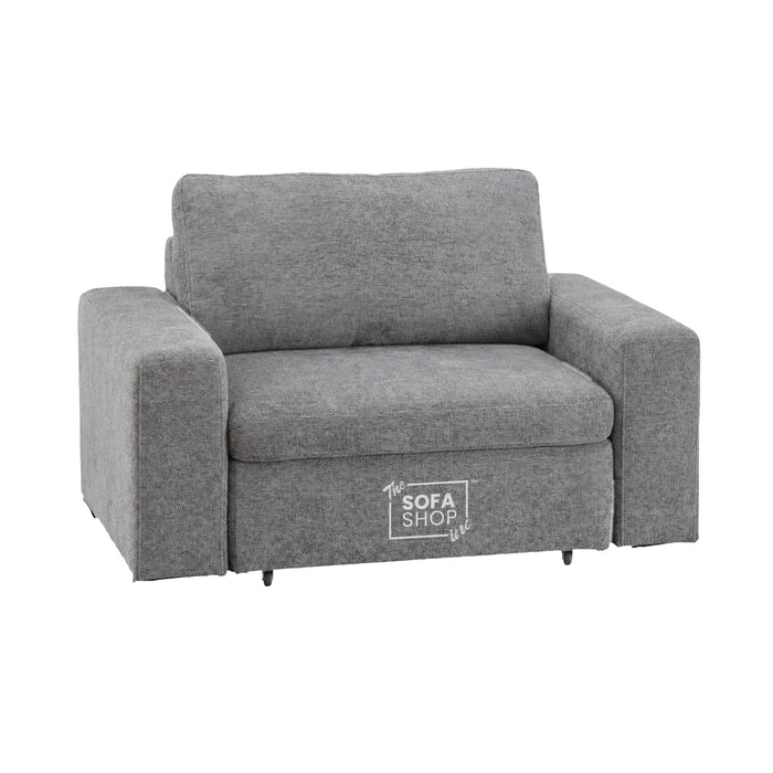 Power Sliding Sofa & Sofa Bed In One | 1 Seater Electric Extendable Chair | USB+C Charging & Grey Chenille Fabric | Home Cinema Seating | Palma | The Sofa Shop