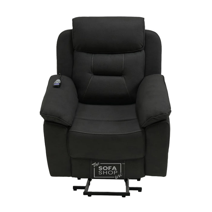 Electric Riser Recliner Chair in Charcoal Grey Fabric | Dual Motor Rise & Recline Armchair with Massage, Heat & Power Headrest | Mobility Chair for Elderly | Florence | The Sofa Shop