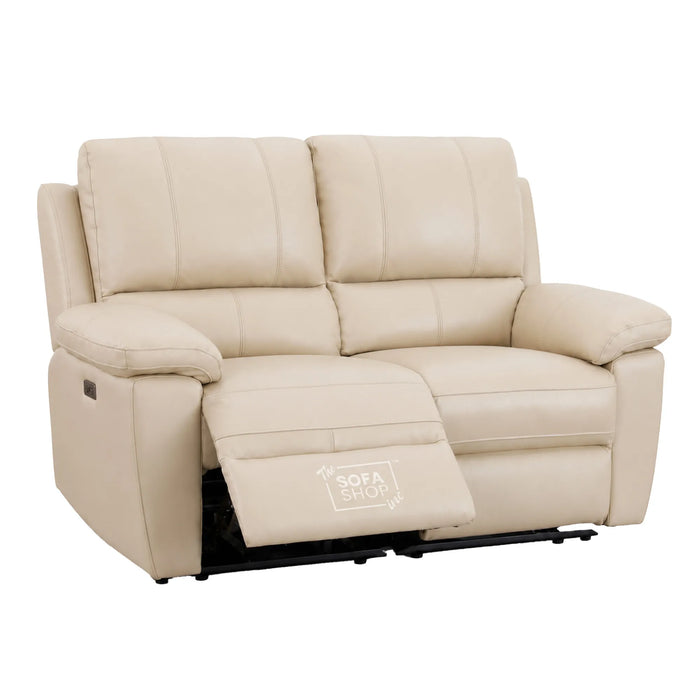 3+2+1 Electric Recliner Sofa Set in Cream Real Leather | Hi-Tech Leather Suite with Power Recline + Drop-Down Table + Cup Holders + USB-C Charging + Wall-Hugging Design | Trento | The Sofa Shop