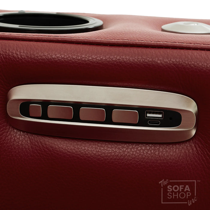 1 Seat Real Leather Electric Recliner Chair Home Cinema Sofa In Red with Massage, LED Cup Holders  & Low Heated Lumbar | Assisi