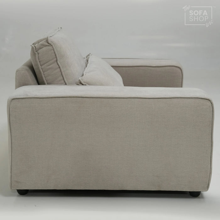 1 Seater Static Sofa With Soft Cosy, Elegant Beige Fabric | No Feet | Vicenza | Ex-Display | The Sofa Shop