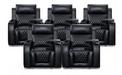 Set of 5 Electric Home Cinema Seats in Black Leather Aire, With Recliner, Massage Seats, Removable Table, USB, Lights, Chilled Cupholders - Venice Series One