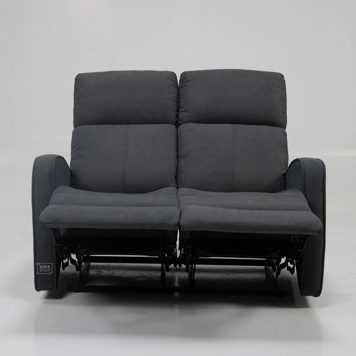 Manual Recline Dark Grey Fabric 2 Seater | Seat Covers Are Different Shades | Parma | Second Hand Sofa 23