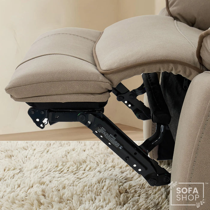 1 Seater Electric Recliner Chair in Beige Fabric | Hi-Tech Chair with Vibration Massage + Heated Lumbar + Power Headrest + Power Grommet + USB+C Charging | Florence | The Sofa Shop