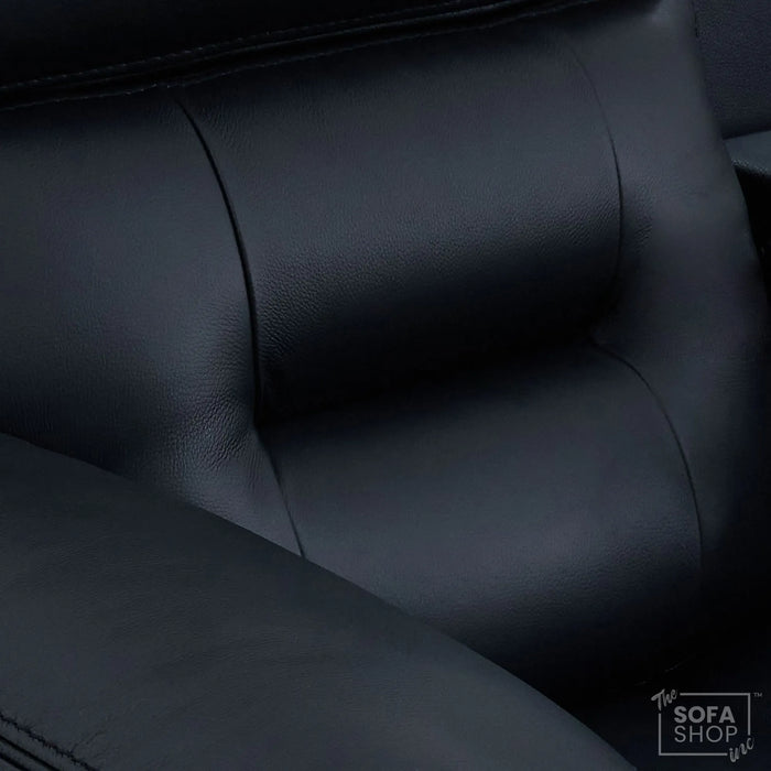3 Seater Cinema Sofa in Black Genuine Leather | Hi-Tech Couch with Power Recline + Power Headrests + Wireless Charging + Speakers | Sicily | The Sofa Shop
