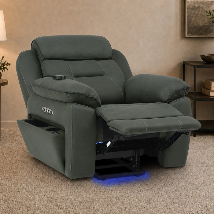 1 Seater Electric Dual Lift Riser Chair In Green Fabric | Hi-Tech Recliner Riser With Massage + Heating Comfort + Power Headrest + LED Light + USB-C | Florence | The Sofa Shop