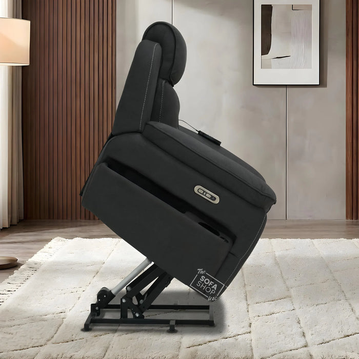 Electric Riser Recliner Chair in Charcoal Grey Fabric | Dual Motor Rise & Recline Armchair with Massage, Heat & Power Headrest | Mobility Chair for Elderly | Florence | The Sofa Shop
