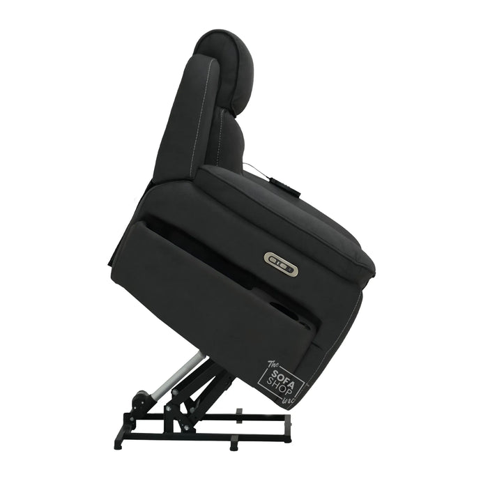 Electric Riser Recliner Chair in Charcoal Grey Fabric | Dual Motor Rise & Recline Armchair with Massage, Heat & Power Headrest | Mobility Chair for Elderly | Florence | The Sofa Shop
