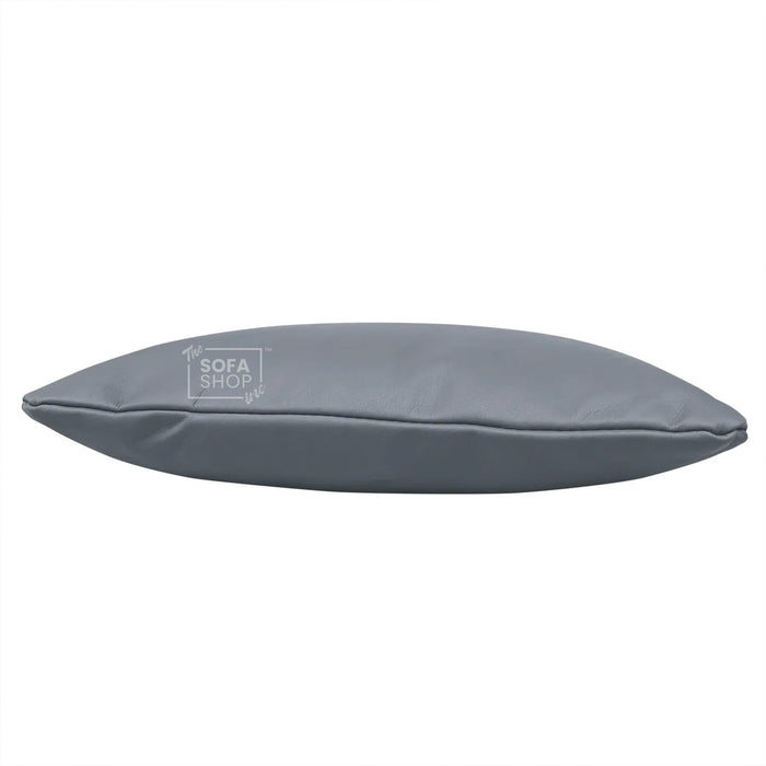 Decorative Cushion In Grey Leather | Premium 45cm x 45cm Faux Leather Pillow With Shape-Retaining Fill + Wipe-Clean Finish + Vegan Friendly | The Sofa Shop