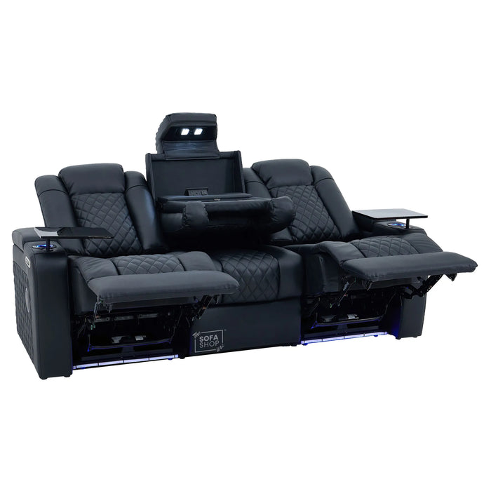 3 Seat Electric Recliner Home Cinema Theatre Sofa |Hi-Tech Couch With Heat and Cool Cup Holders + Multi-Link Bluetooth + Fold-Down Table + Wireless Charging + Power Headrests | Milano | The Sofa Shop