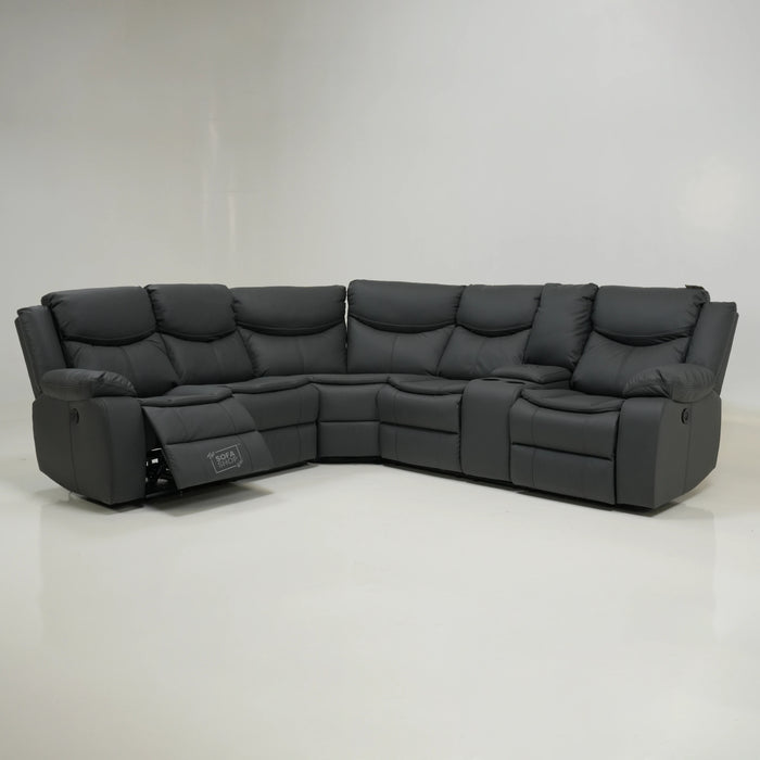 Electric Recliner Corner Sofa With Power Recline & Wireless Charging | Mismatched Stitching & Sunken Seats | Highgate | Second Hand Sofa 34