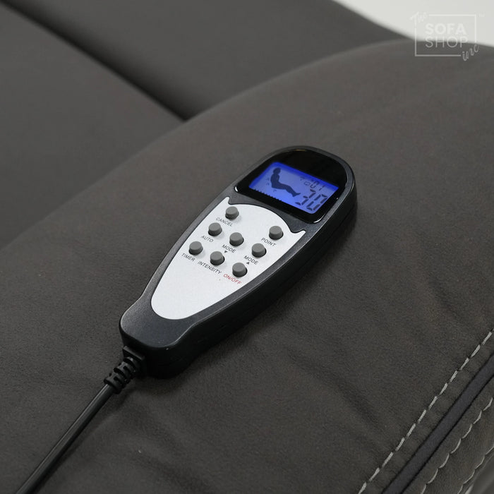 1 Seater Cinema Chair in Grey Resilience Fabric | Hi-Tech Recliner Chair with Power Recline + Power Headrest + Vibration Massage + USB Charging | Sample | Vinsonova | The Sofa Shop