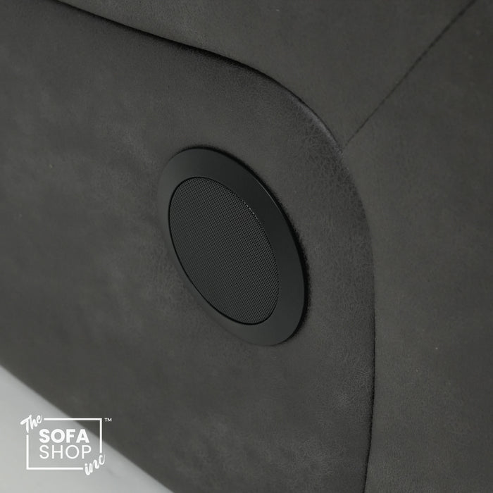 2 Seater Electric Recliner With Massage & Bluetooth | Scratch Mark | Vinson Grey Fabric | Ex-Display