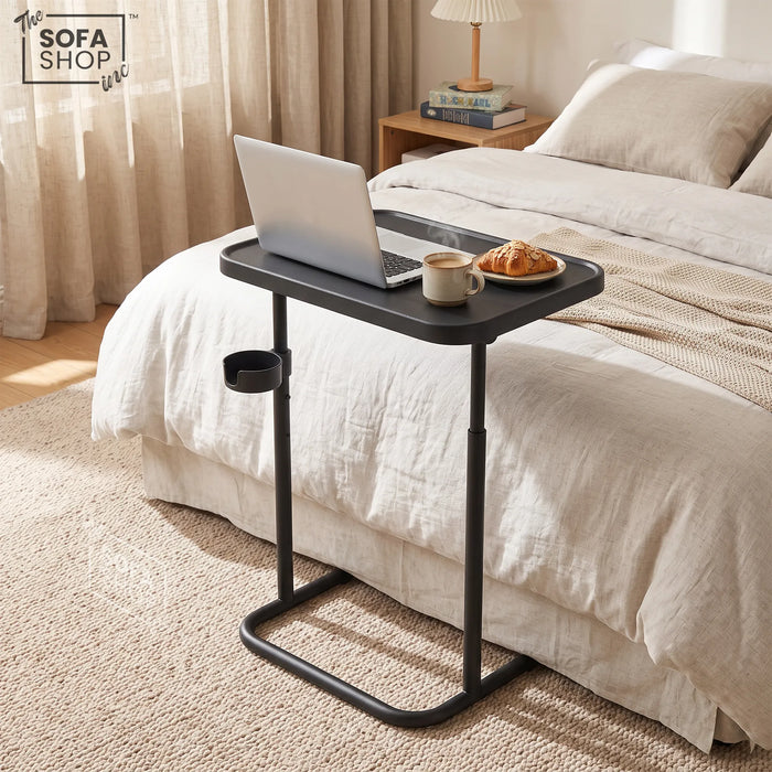 Portland Height Adjustable C-Shaped Sofa Side Table | Tilting Top + Cup Holder + Safety Ledge | Sofa Table | The Sofa Shop