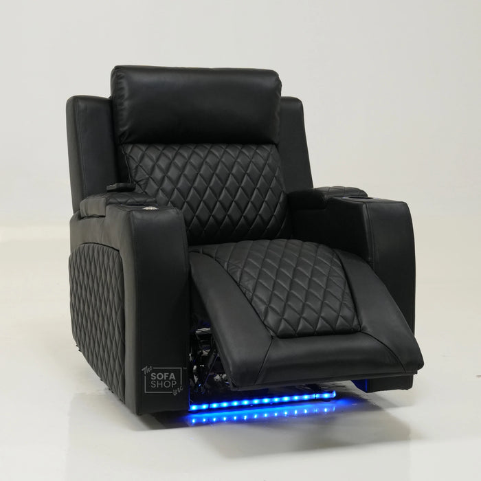 1 Seater Electric Recliner With Massage, LED Lights & Arm Storage | Ex-Display | Venice | The Sofa Shop