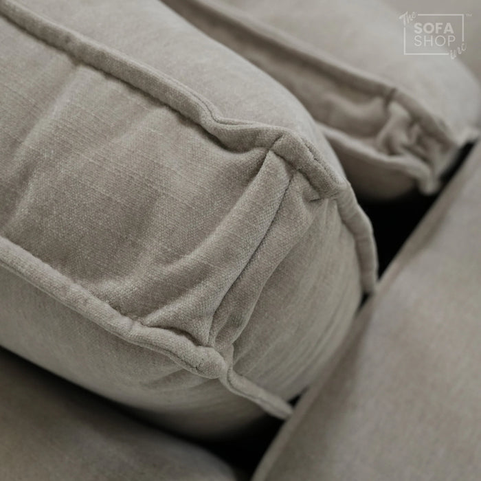 1 Seater Static Sofa With Soft Cosy, Elegant Beige Fabric | No Feet | Vicenza | Ex-Display | The Sofa Shop