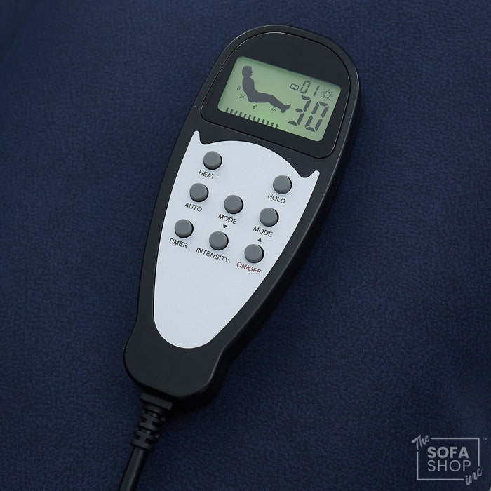 3+1 Electric Recliner Cinema Sofa Set in Blue Fabric | Hi-Tech Sofa Suite with Massage, Heat, Bluetooth Speakers, Fold-Down Table & Wireless Charging | Tuscany | The Sofa Shop