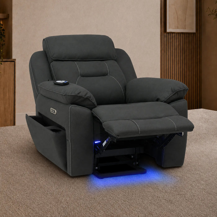 Electric Riser Recliner Chair in Charcoal Grey Fabric | Dual Motor Rise & Recline Armchair with Massage, Heat & Power Headrest | Mobility Chair for Elderly | Florence | The Sofa Shop