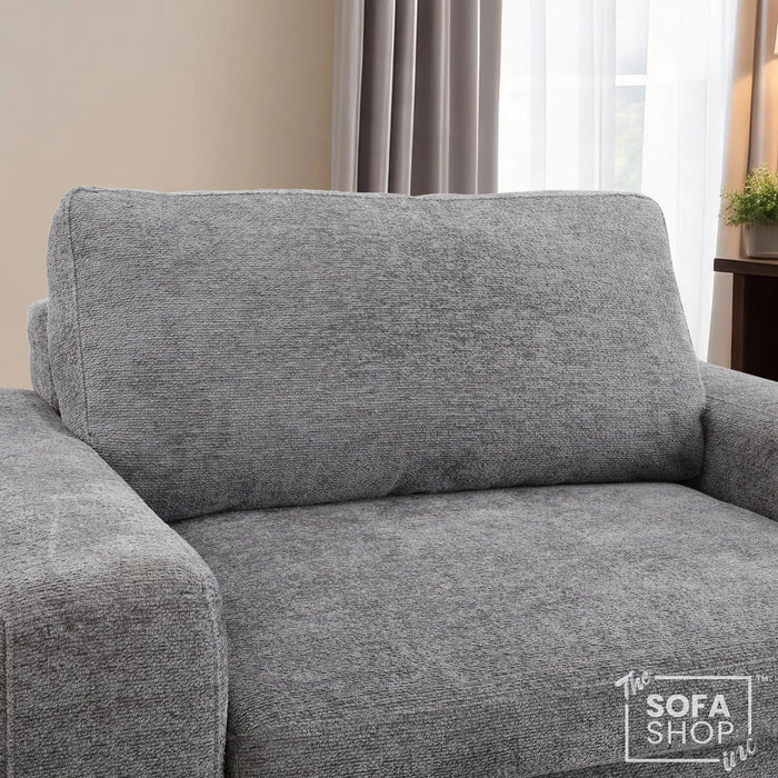 Power Sliding Sofa & Sofa Bed In One | 1 Seater Electric Extendable Chair | USB+C Charging & Grey Chenille Fabric | Home Cinema Seating | Palma | The Sofa Shop
