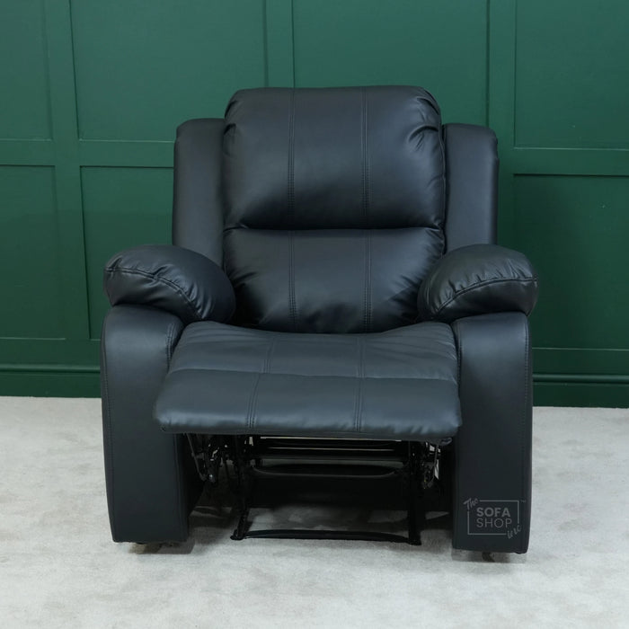 1 Seater Leather Recliner Cinema Sofa in Black | Manual Reclining Sofa with Fully Reclining Mechanism | Trento  | Second Hand Sofas 1