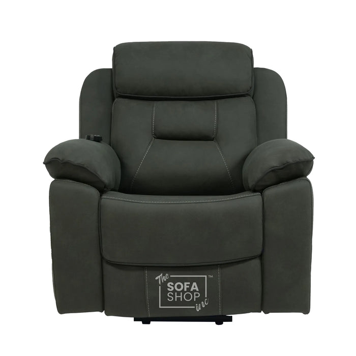 1 Seater Electric Dual Lift Riser Chair In Green Fabric | Hi-Tech Recliner Riser With Massage + Heating Comfort + Power Headrest + LED Light + USB-C | Florence | The Sofa Shop