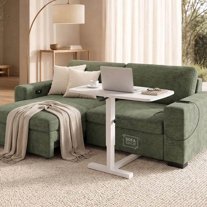 Lincoln Adjustable Bed Table | 2-In-1 Floorstanding Lap Desk with Tilting Top + Device Slots | The Sofa Shop