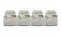 Row of 4 Electric Home Cinema Seats in Light Beige Leather Aire, With Recliner, Massage Seats, Removable Table, USB, Lights, Storage Arms - Venice Series One