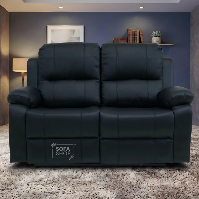 Trento 2 Seater Black Real Leather Electric Recliner Sofa | Smooth Power Recline, USB-C Charging | The Sofa Shop