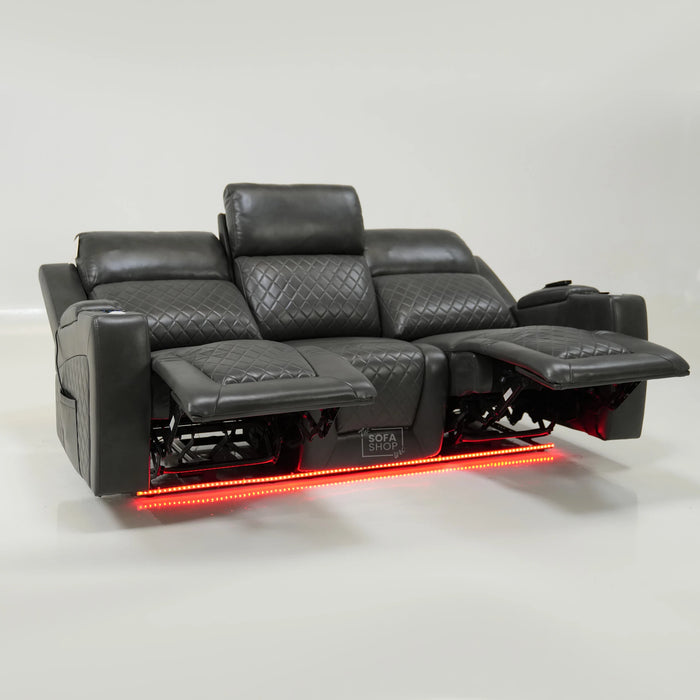 3 Seater Electric Recliner Sofa With Massage, Cooling Cups & USB | Small Scuffs on LHF & RHF | Venice | Second Hand Sofa SS08