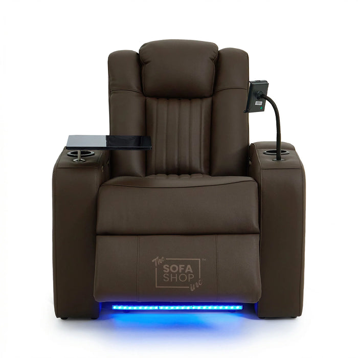 Real Leather 2+1 Electric Recliner Cinema Sofa Set in Dark Brown | 2 Piece Sofa Set with Massage, USB Ports, Cup Holders, Storage Boxes & Wireless Charger | Capri | The Sofa Shop