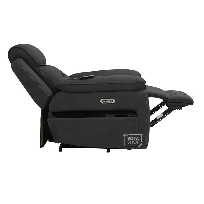 Electric Riser Recliner Chair in Charcoal Grey Fabric | Dual Motor Rise & Recline Armchair with Massage, Heat & Power Headrest | Mobility Chair for Elderly | Florence | The Sofa Shop