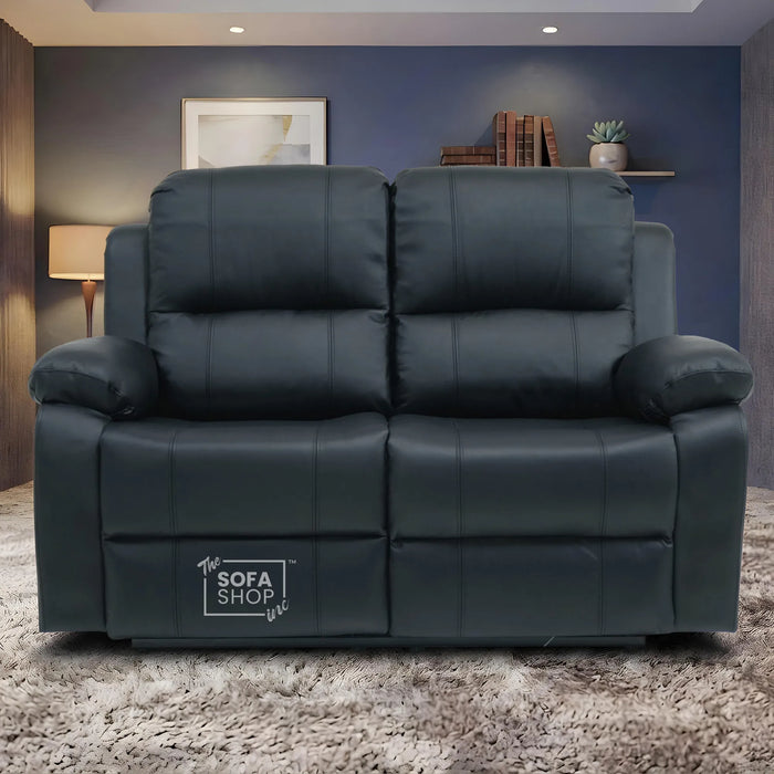 Trento 2 Seater Black Real Leather Electric Recliner Sofa | Smooth Power Recline, USB-C Charging | The Sofa Shop
