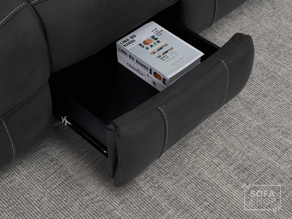 3 Seater Grey Fabric Electric Recliner Cinema Sofa | Bluetooth Speakers, USB-C & Power Headrest | Florence | The Sofa Shop