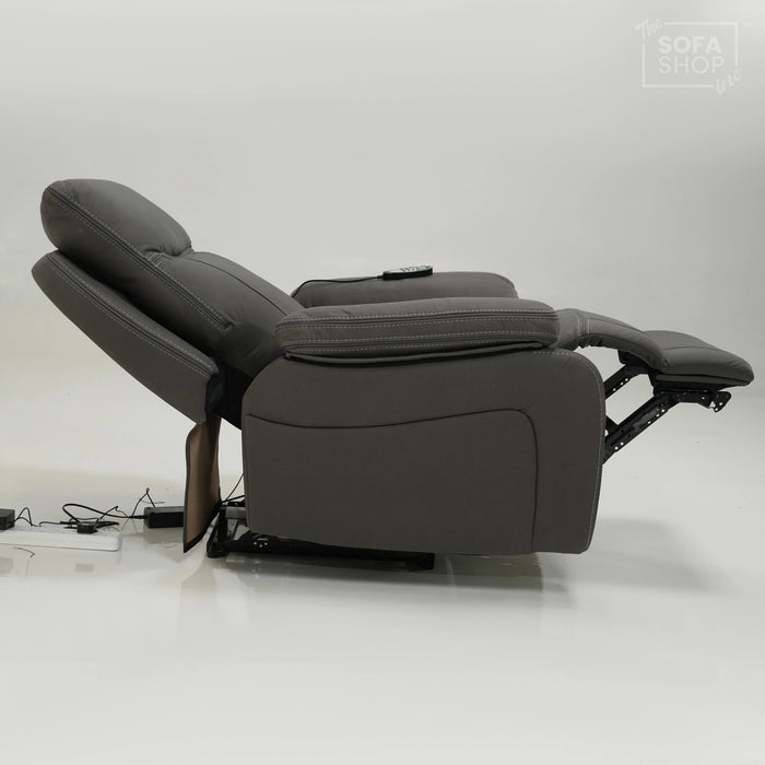 1 Seater Cinema Chair in Grey Resilience Fabric | Hi-Tech Recliner Chair with Power Recline + Power Headrest + Vibration Massage + USB Charging | Sample | Vinsonova | The Sofa Shop
