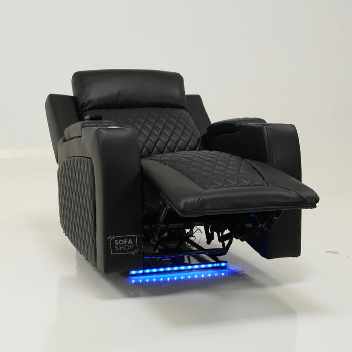 1 Seater Electric Recliner With Massage, LED Lights & Arm Storage | Ex-Display | Venice | The Sofa Shop