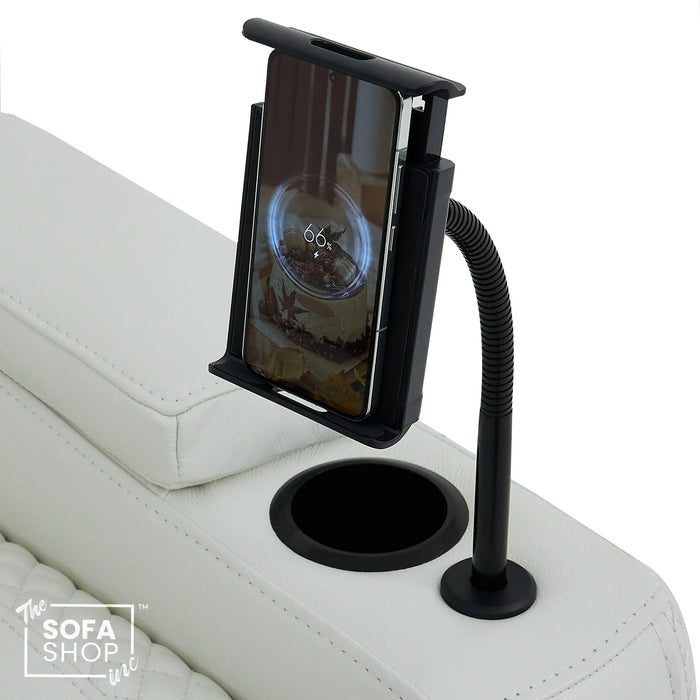 1 Seater Real Leather Electric Recliner Cinema Chair in White | Massage & Heat, Tray Table, Power Grommet & Cooling Cup Holder | Napoli | The Sofa Shop