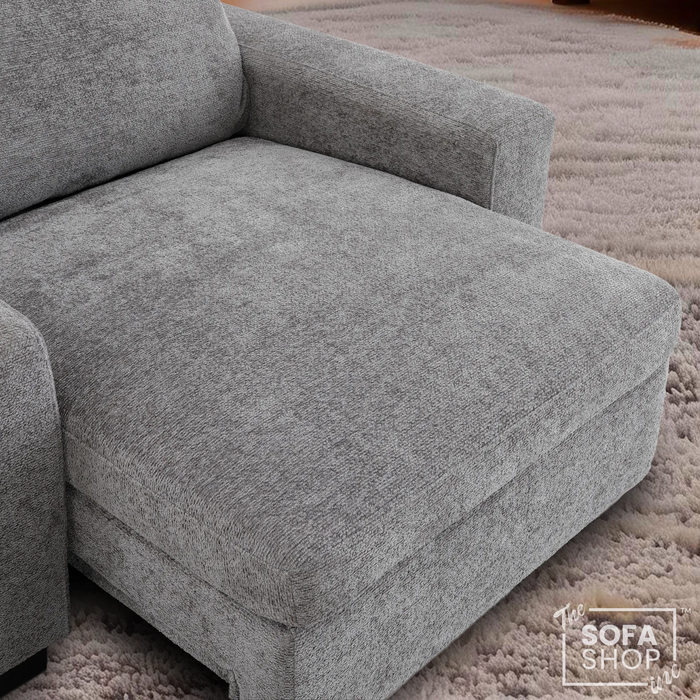 Power Sliding Sofa & Sofa Bed In One | 1 Seater Electric Extendable Chair | USB+C Charging & Grey Chenille Fabric | Home Cinema Seating | Palma | The Sofa Shop