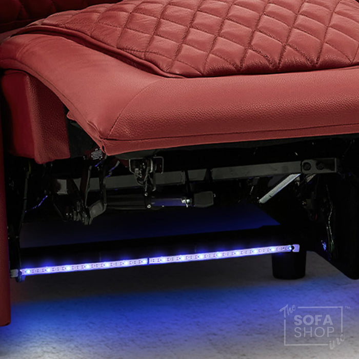 1 Seat Real Leather Electric Recliner Chair Home Cinema Sofa In Red with Massage, LED Cup Holders  & Low Heated Lumbar | Assisi