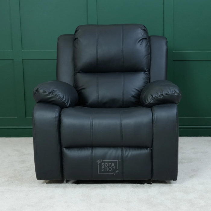 1 Seater Leather Recliner Cinema Sofa in Black | Manual Reclining Sofa with Fully Reclining Mechanism | Trento  | Second Hand Sofas 1