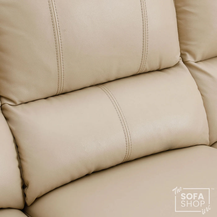 3 Seater Electric Recliner Sofa In Cream Real Leather | Power Recliner With Drop-Down Table & USB+C Charging | Comfortable & Family-Friendly Sofa | Trento | The Sofa Shop