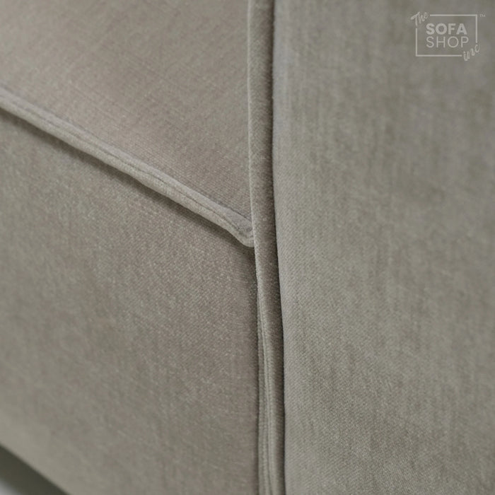 1 Seater Static Sofa With Soft Cosy, Elegant Beige Fabric | No Feet | Vicenza | Ex-Display | The Sofa Shop