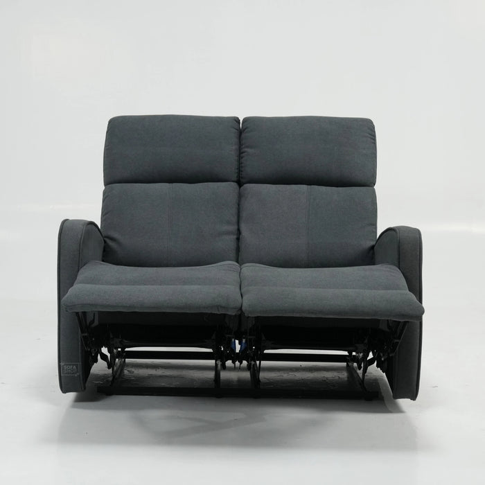 2 Seater Manual Fabric Sofa in Dark Grey | Fully Reclining Seats With Ripped Backrest | Parma | Second Hand Sofa 08