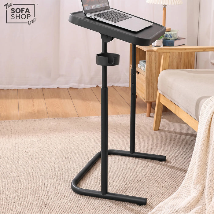 Portland Height Adjustable C-Shaped Sofa Side Table | Tilting Top + Cup Holder + Safety Ledge | Sofa Table | The Sofa Shop