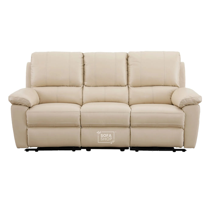 3+2+1 Electric Recliner Sofa Set in Cream Real Leather | Hi-Tech Leather Suite with Power Recline + Drop-Down Table + Cup Holders + USB-C Charging + Wall-Hugging Design | Trento | The Sofa Shop