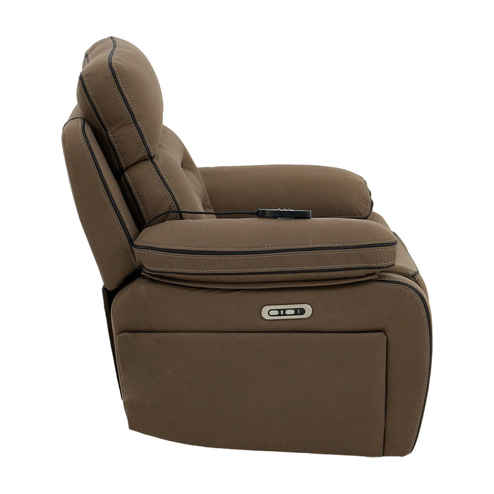 Electric Riser Chair In Mocha Brown Fabric | Hi-Tech Recliner Armchair With Vibration Massage + Heated Lumbar + Cooling Cup Holder + Power Headrest | Tuscany | The Sofa Shop