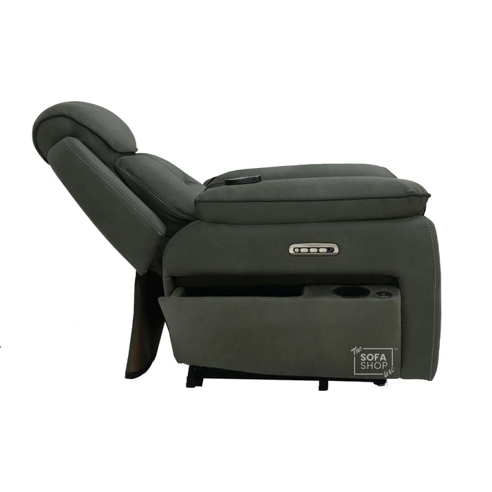 1 Seater Electric Dual Lift Riser Chair In Green Fabric | Hi-Tech Recliner Riser With Massage + Heating Comfort + Power Headrest + LED Light + USB-C | Florence | The Sofa Shop
