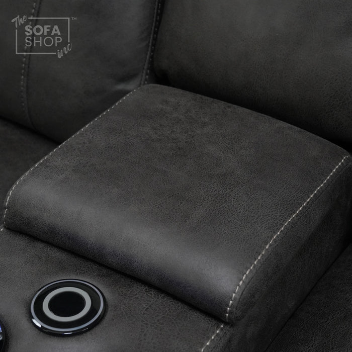 2 Seater Electric Recliner With Massage & Bluetooth | Scratch Mark | Vinson Grey Fabric | Ex-Display