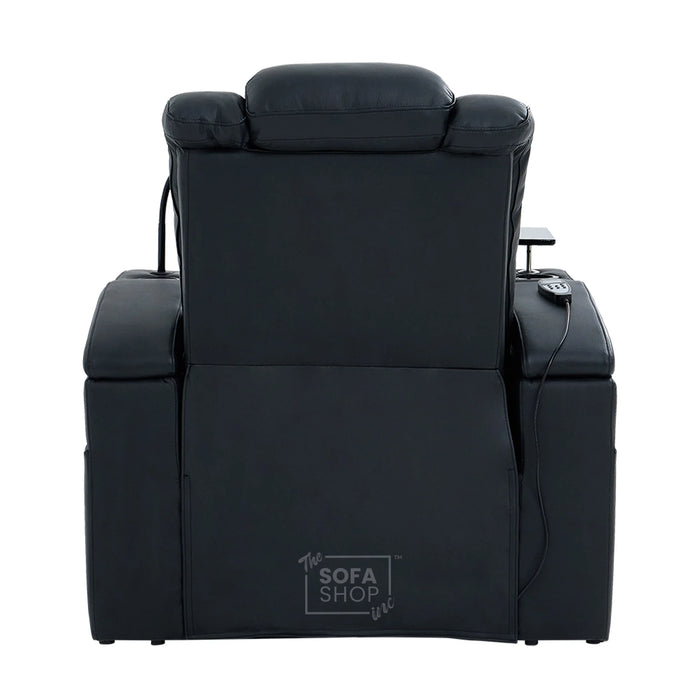Real Leather 3+1 Electric Recliner Cinema Sofa Set In Black | Cinema Sofa Seats Package with Massage, Wireless Charging, Heating, USB Ports & Storage | Capri